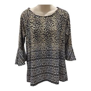 Investments Mixed Print Top Leopard & Geometric Pattern Sz M